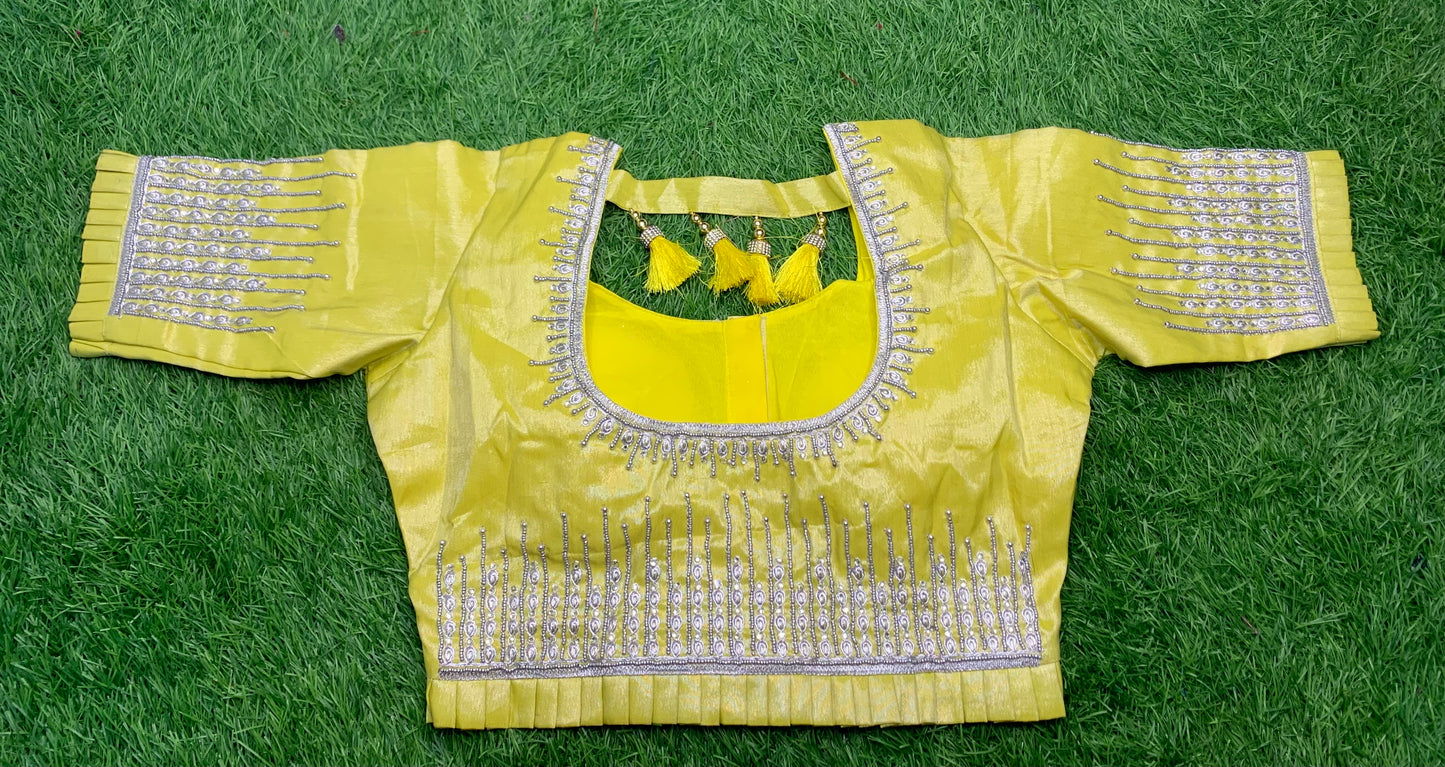 Yellow colour hand work blouse 👚