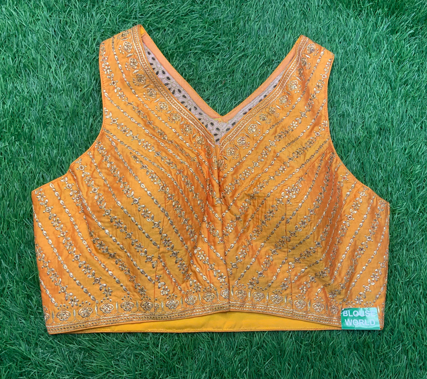 Mustard yellow high neck back high sleeveless blouse