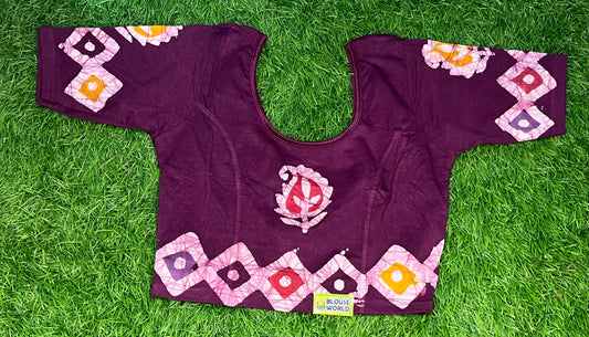 Wine colour prints Strectable XXL size blouse