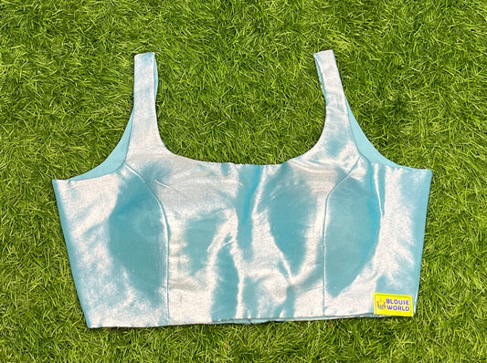 Skyblue 🐬 silver shiny blouse spaghetti blouse sleeveless