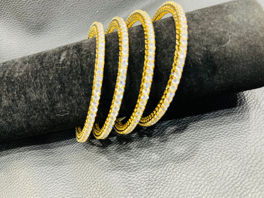 Golden with silver stone 2/8 size bangle