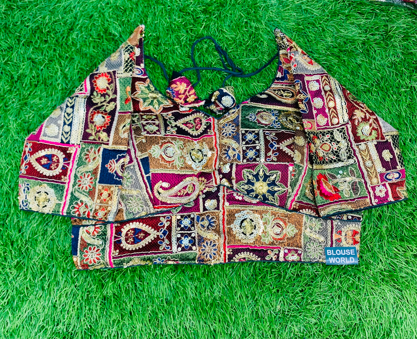 Thread work multicolour blouse