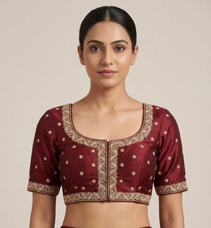 Silver heavy embroidery blouses