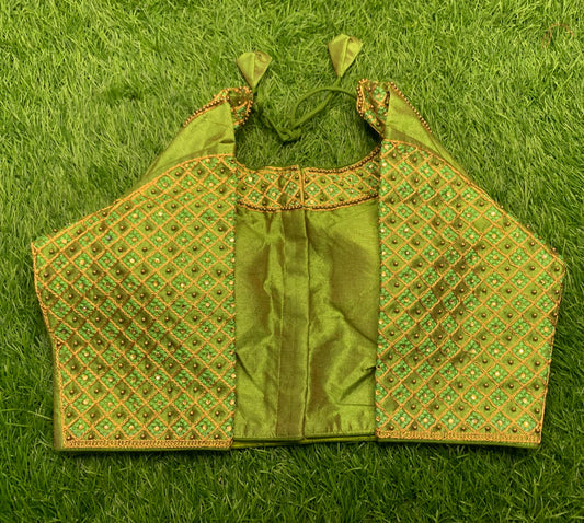 Green apple 🍏 shade small Moti balls designer blouse 👚