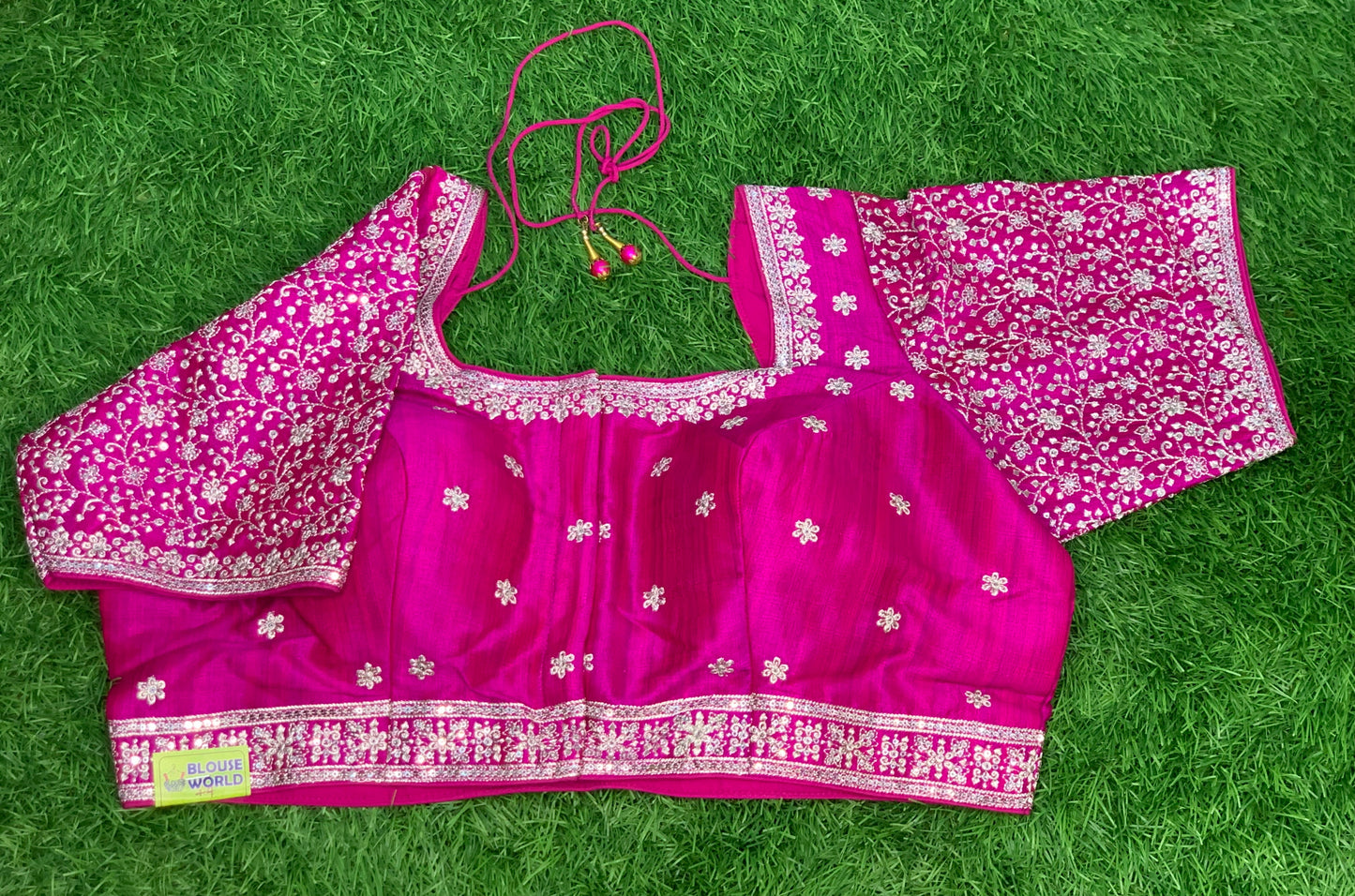 Dark pink with patti work blouse