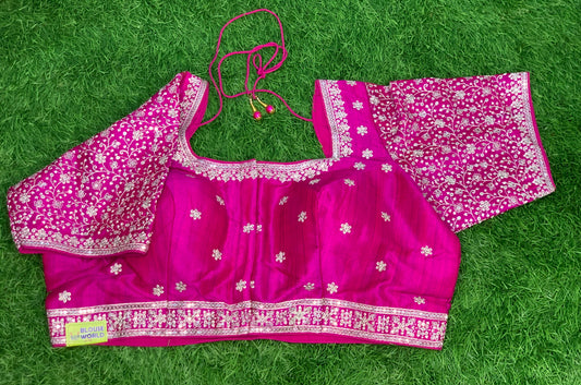 Dark pink with patti work blouse