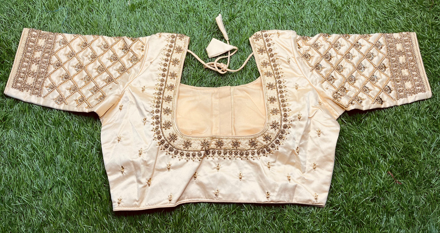 cream 🍨 colour heavy hand work blouse 👚