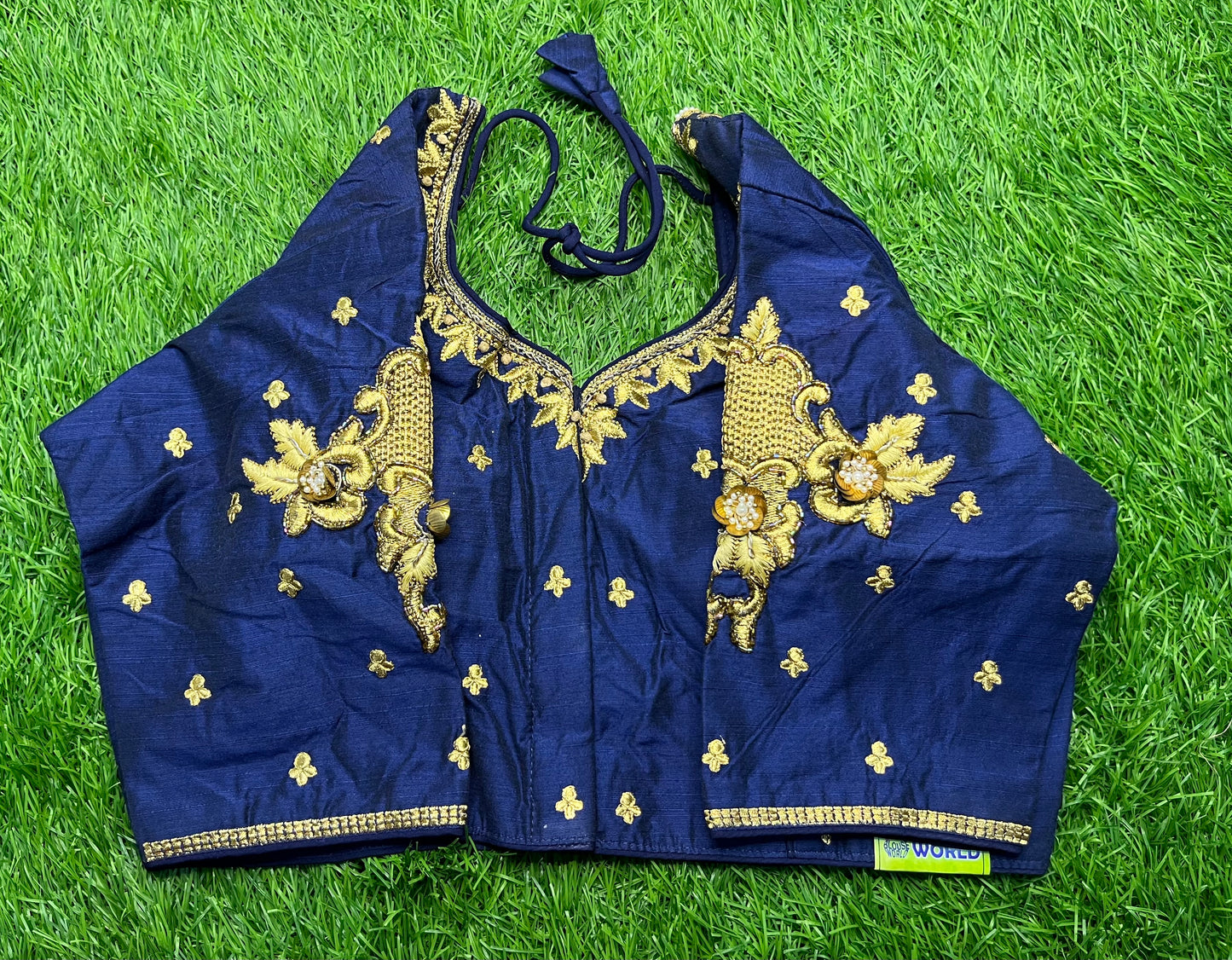 Navy blue lotus 🪷 flower 🌸 work design blouse