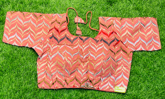 Onion pink thread work multicolour blouse