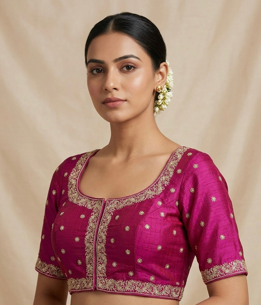 Silver heavy embroidery blouses