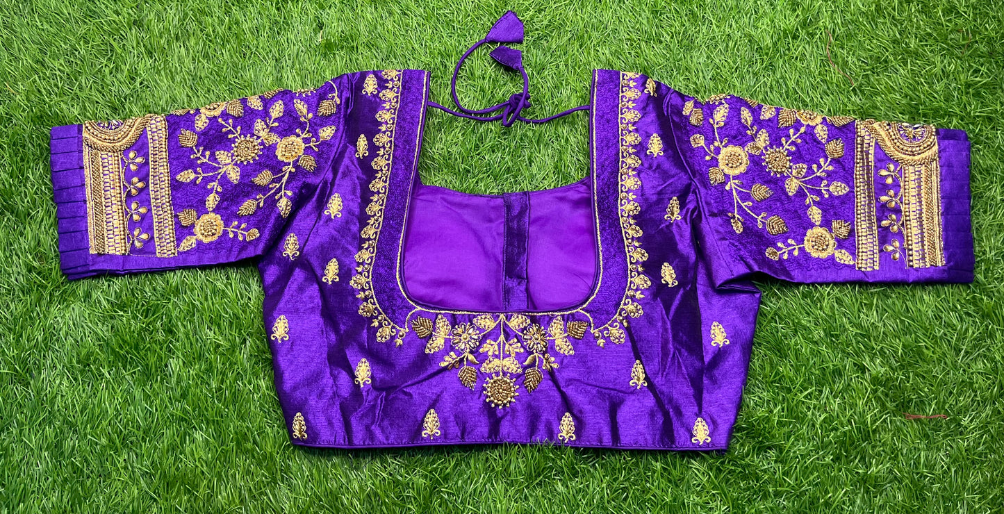 Purple heavy work with frills design