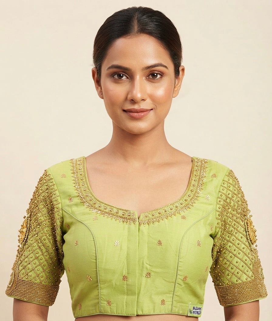 Green maggam work blouse 👚