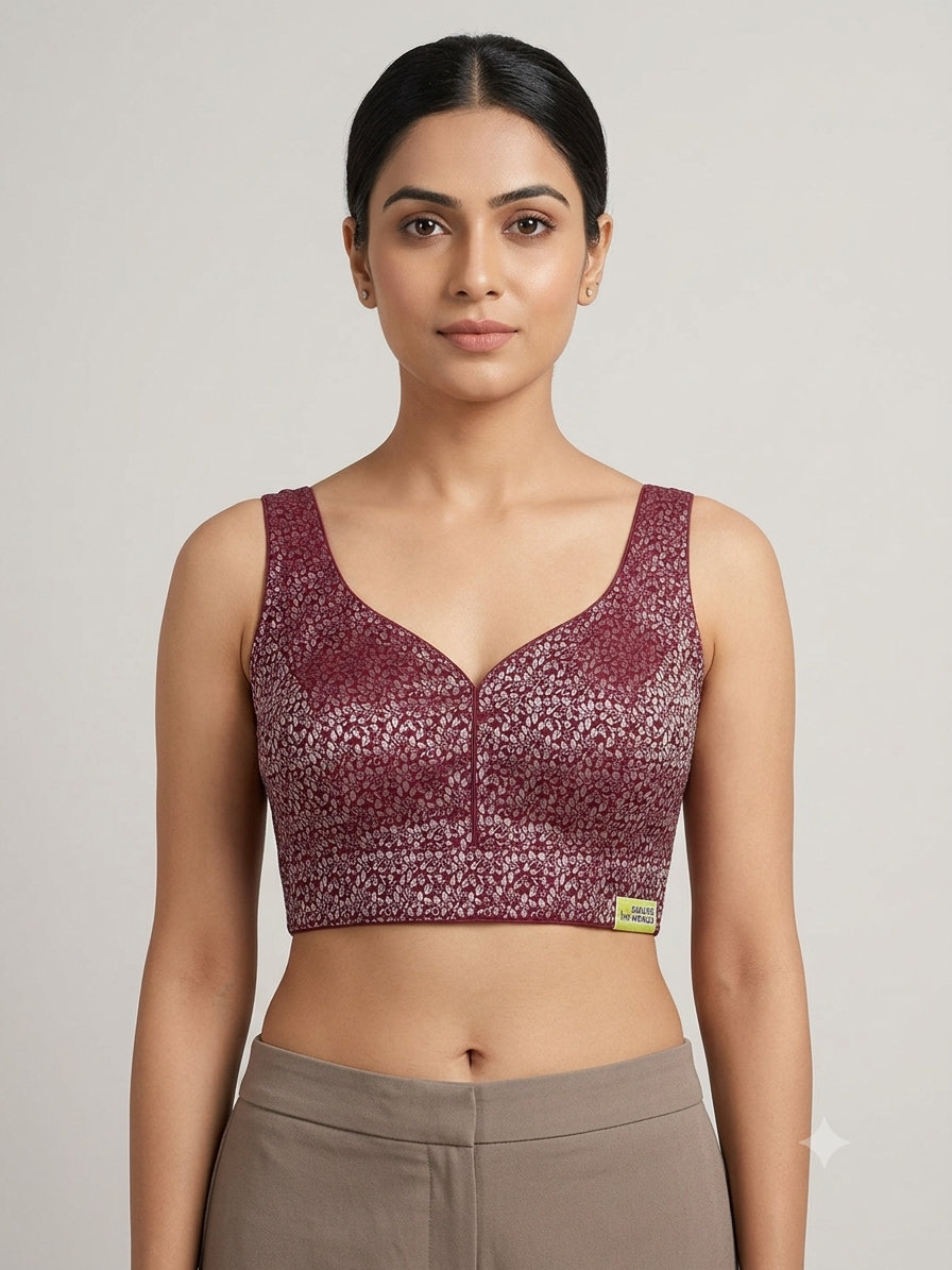 Sleeveless banaras blouse(inside hands available)
