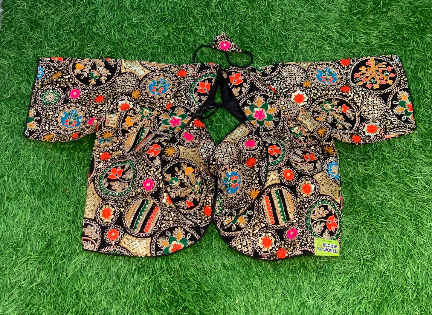 Black sequence thread work blouse