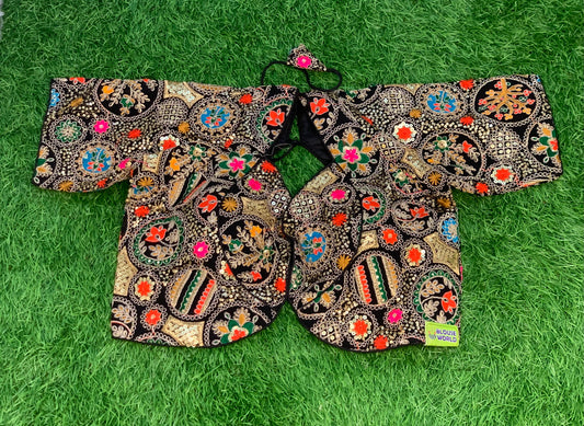 Black sequence thread work blouse