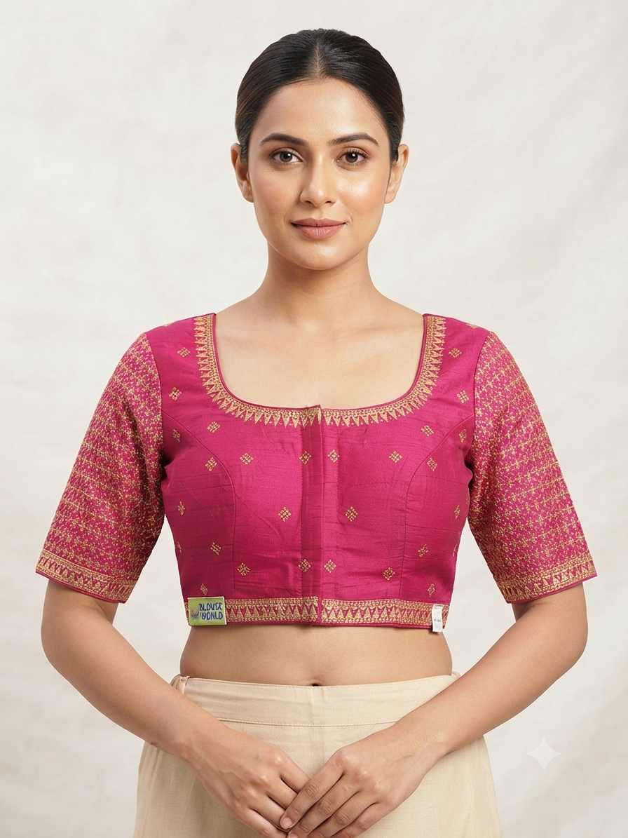 Pure embroidery raw silk Blouse 👚 ￼￼