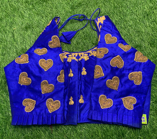 Royal blue heart 💙 design maggam work blouse