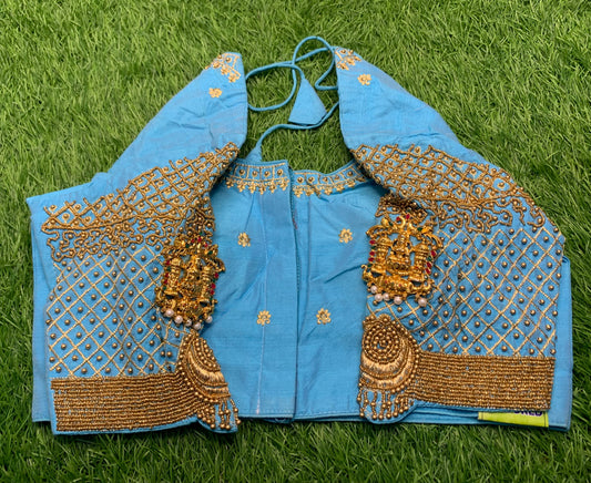 Light sky blue colour Balaji Billa heavy work blouse