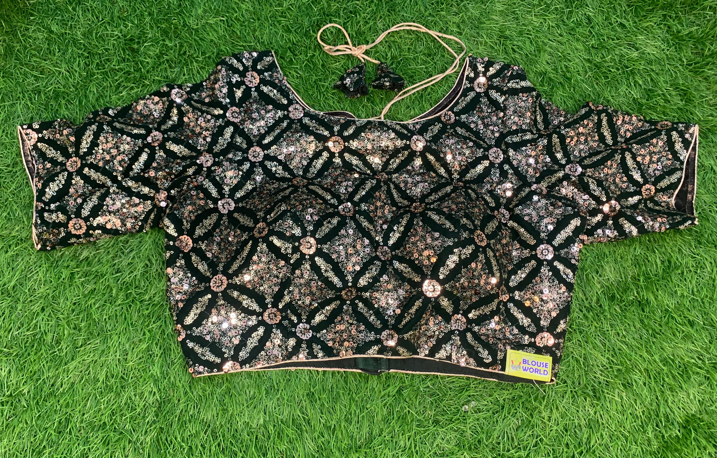 Green sequence with hands blouse
