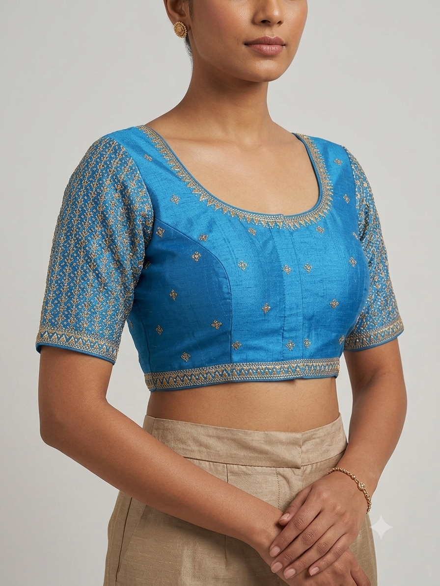 Pure embroidery raw silk Blouse 👚 ￼￼