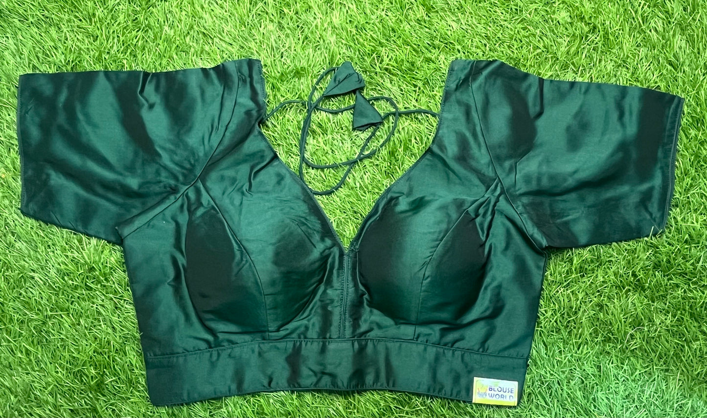 Bottle green colour plain blouse