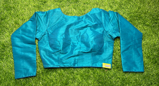 Full hands Rama sky blue front n back high neck blouse 👚