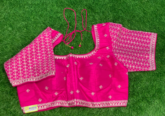 Star work embroidery Pink colour blouse