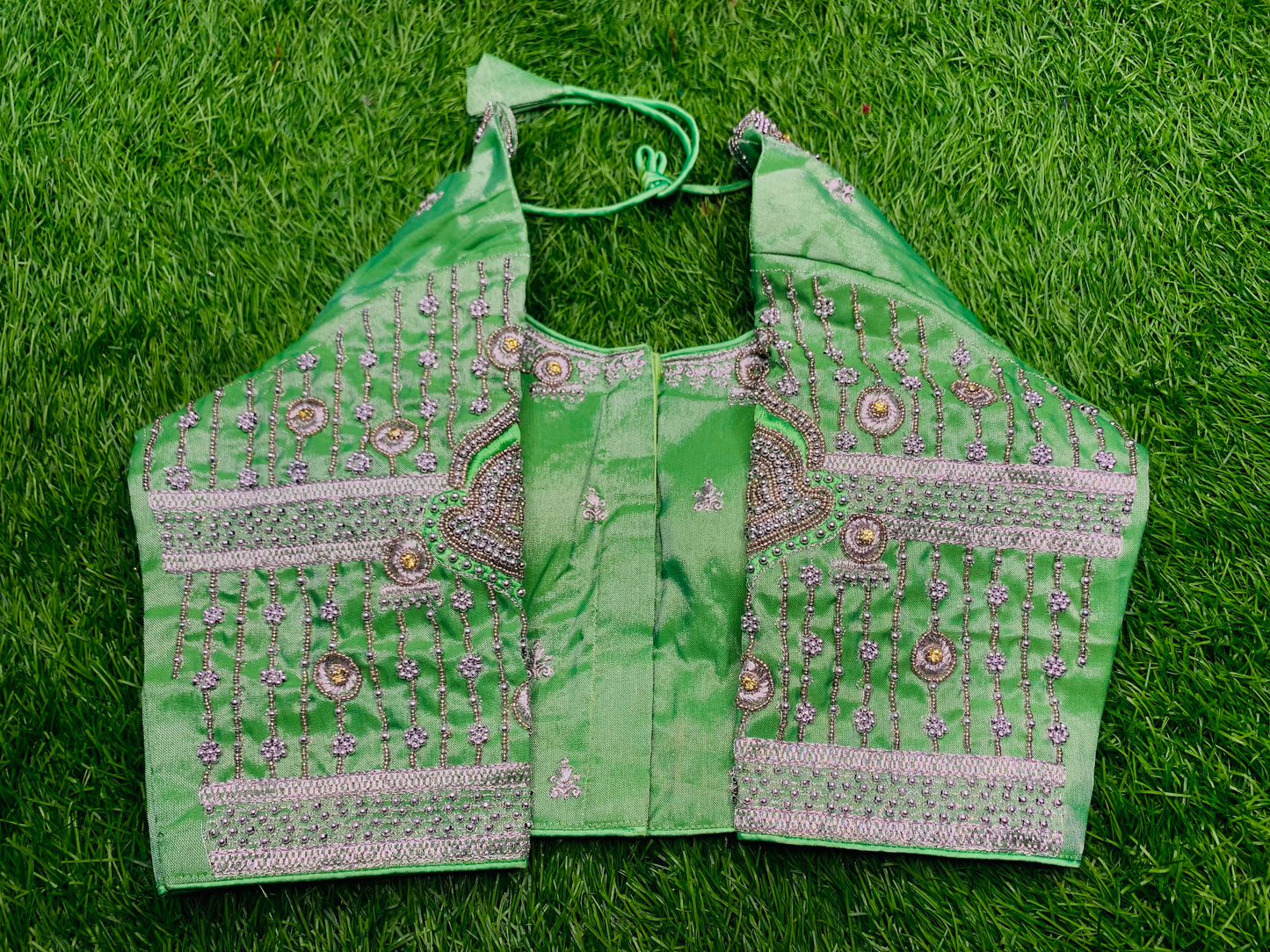 Mint green heavy hand work blouse 👚