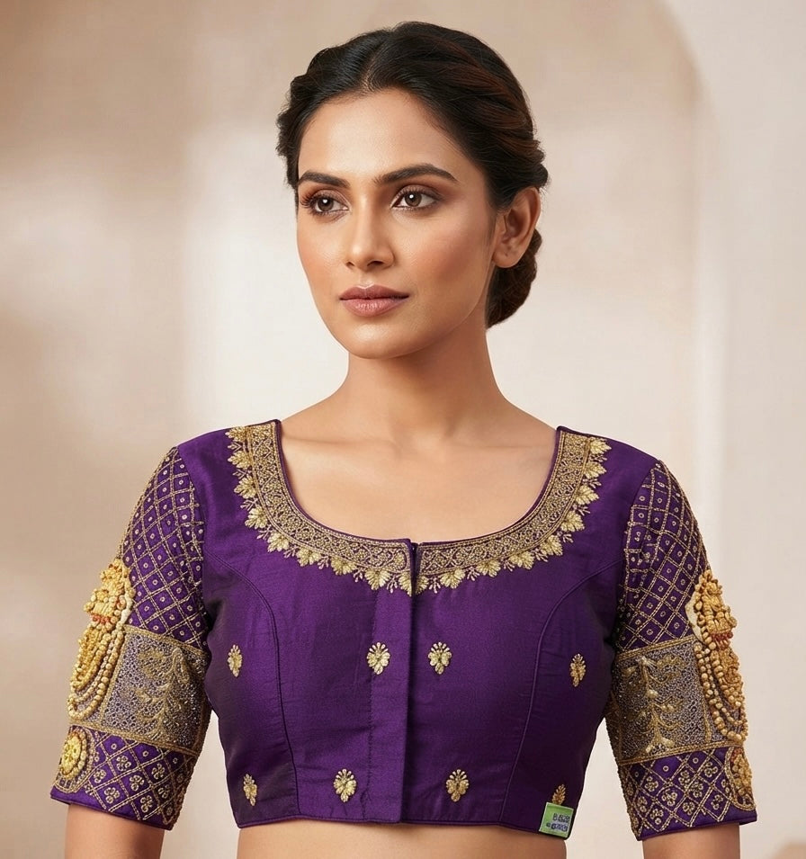 Purple maggam work blouse