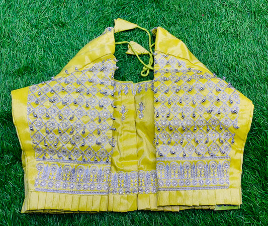 Lemon yellow heavy designer blouse 👚