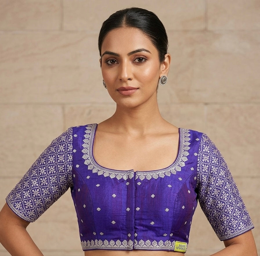 Silver sequence embroidery blouse