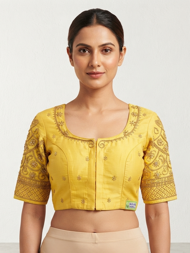 Yellow maggam work blouse 👚