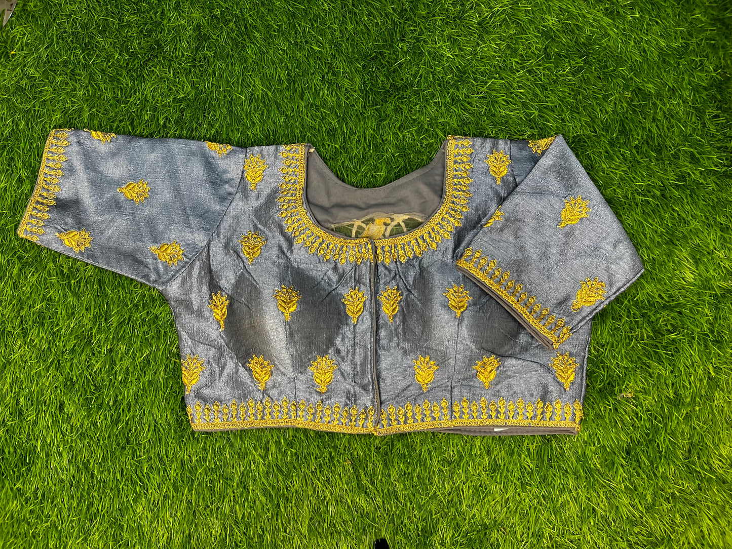 Grey high neck blouse