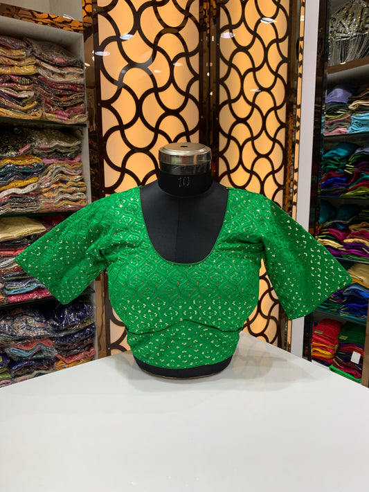 Bottle green sequence work plus size blouse 👚