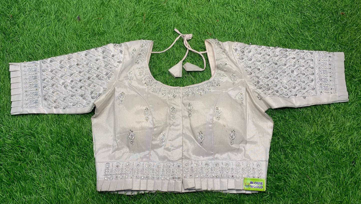 Pure silver heavy maggam blouse 👚