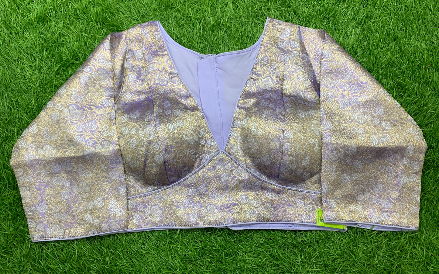 Lavender front v neck back high neck designer blouse 👚
