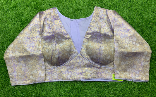 Lavender front v neck back high neck designer blouse 👚